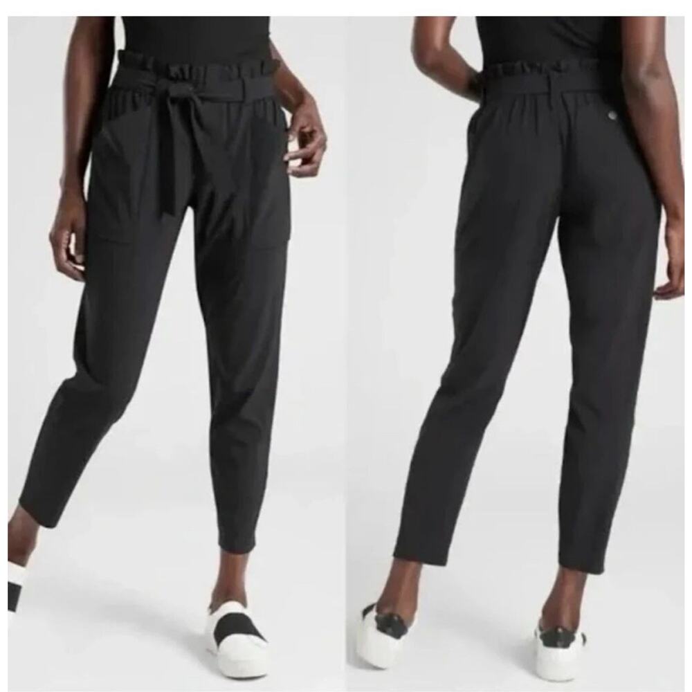 Athleta Skyline II‎ Pant Women's 10T Black High Rise Tie Belt